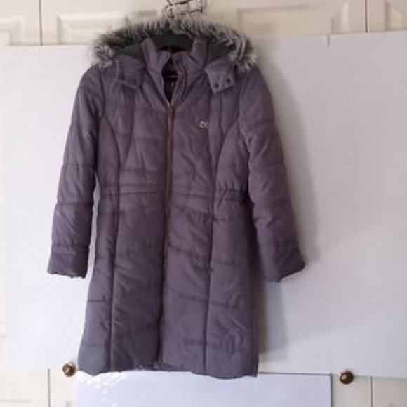 Calvin Klein Other - Calvin Klein Girls Long Puffer Coat with Faux Fur Hood - Size 16 (XL) - Gray